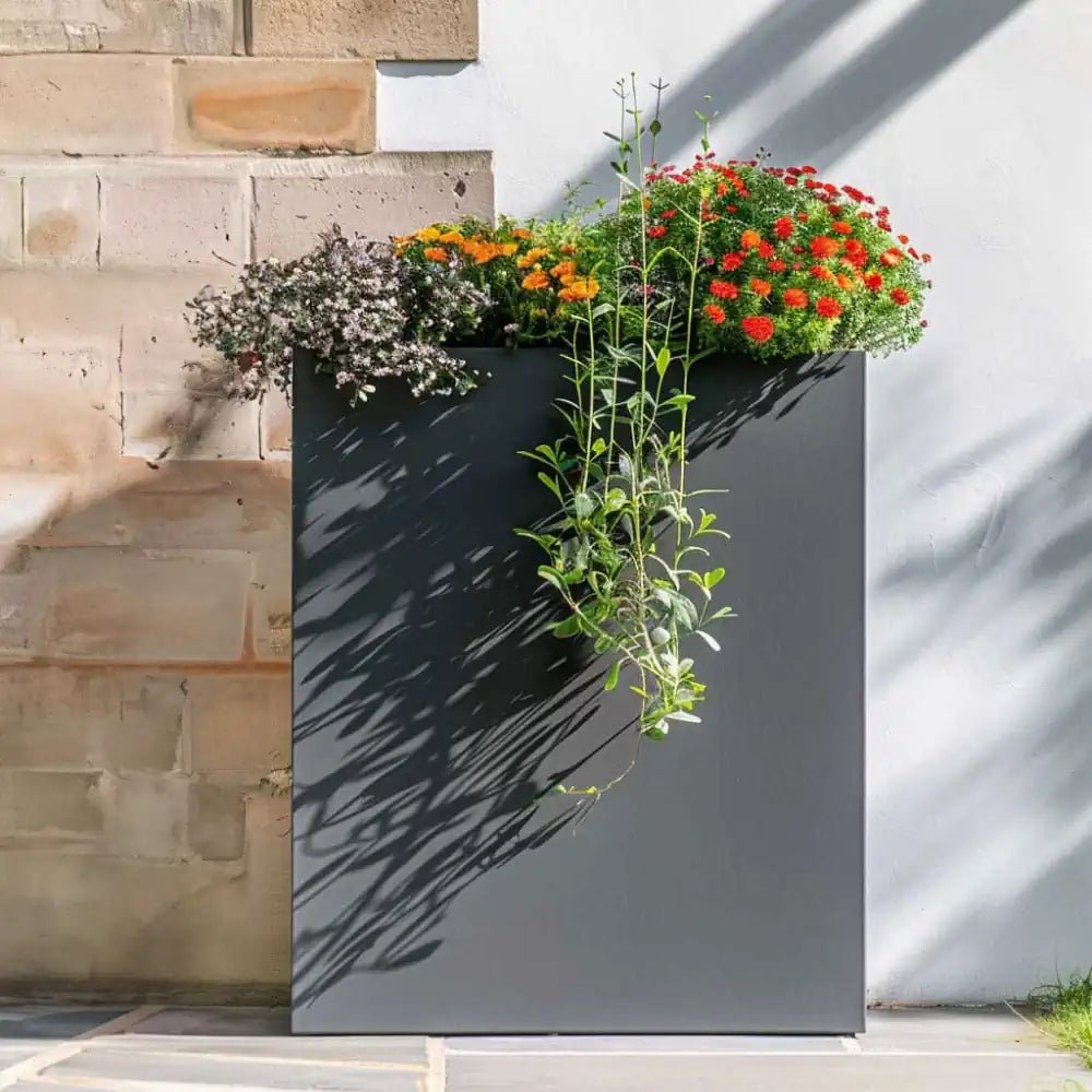 Long Zinc Galvanised Tall Trough Planter | 75cm x 25cm x 90cm | Grey