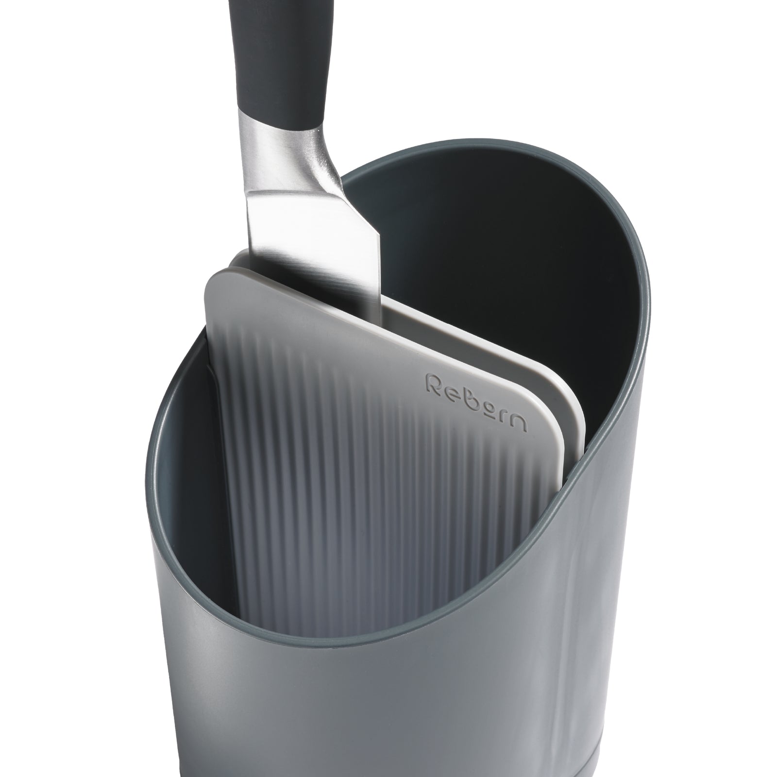 Recycled Cutlery Drainer - Dark Grey Kitchen Utensil Caddy - Tiered Design - Made in the UK