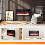 36" Wall Electric Fireplace, Slim Electric Fire, 1800w, Black