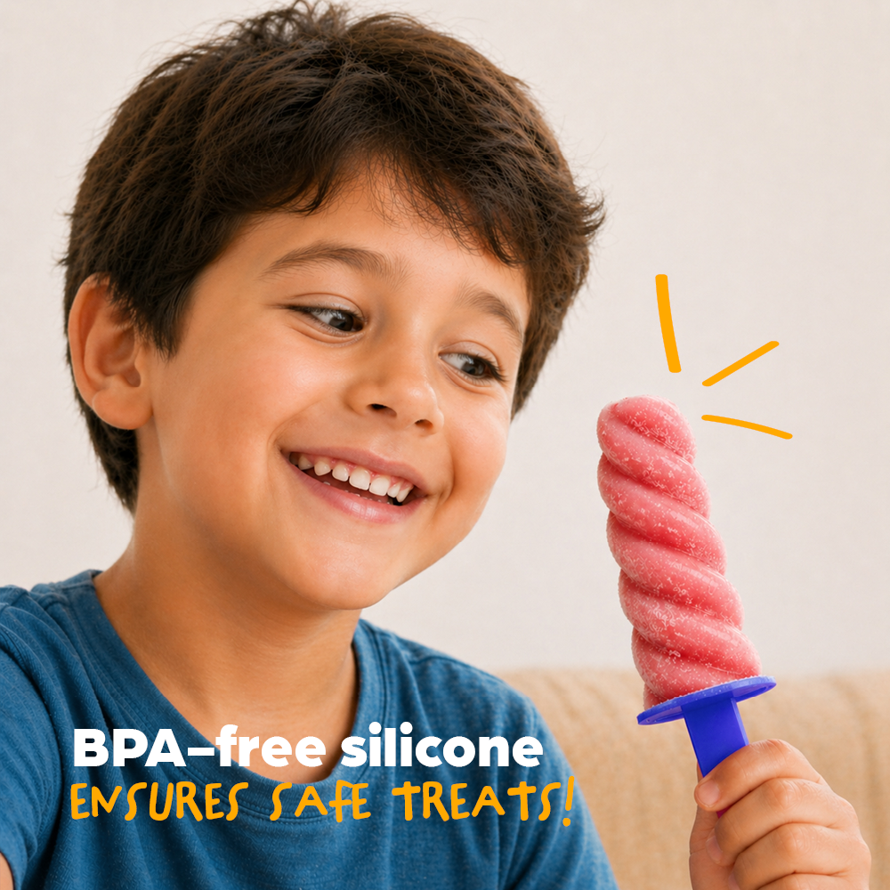 Bpa Free Spiral Ice Pop Mould With 6 Sticks Tricolour