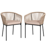 Outsunny Garden Chairs Set Of 2, Rattan Dining Chairs With Cushions, Natural