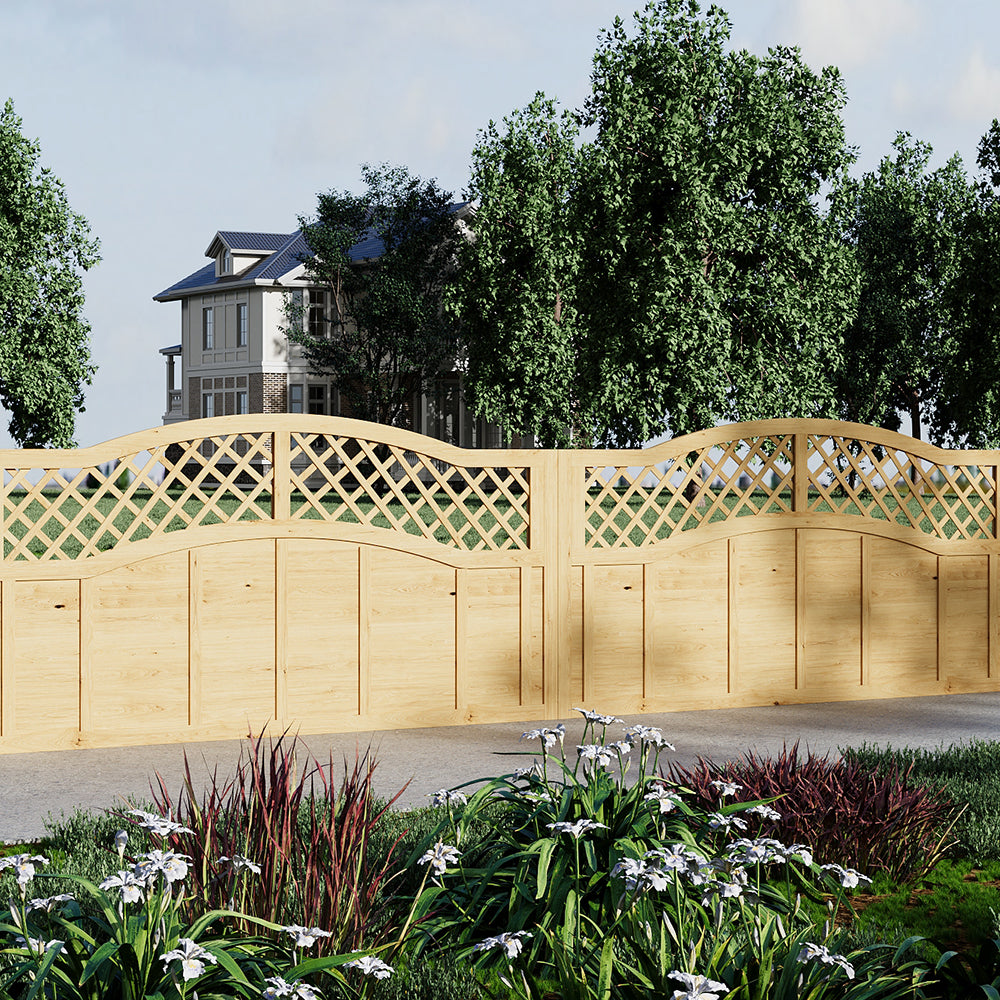 Omega Spruce Wood Fence Panel With Lattice Top 180cm W X 90/120/180cm H – Natural Finish, Durable, Easy Diy Garden Privacy Screen | Small