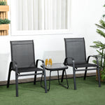 3pcs Bistro Set With Breathable Mesh Fabric And Psc Board | Black