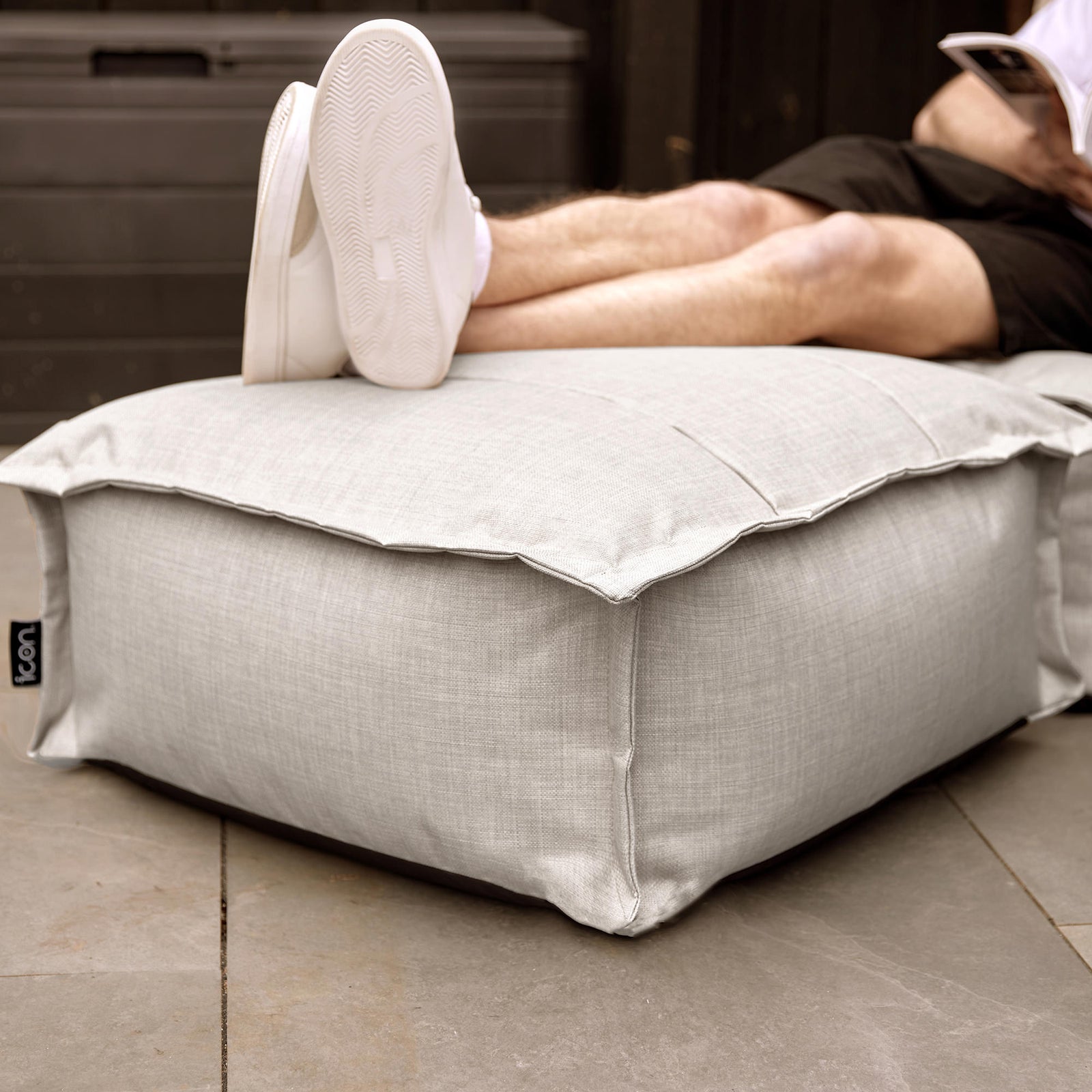 Dolce Indoor Outdoor Pouffe Footstool Bean Bags, Grey