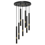 Monza Designer Black Pendant Lamp (7xg9) High Quality Hand Made From Matt Black Alloy With Luxurious Gold Detail