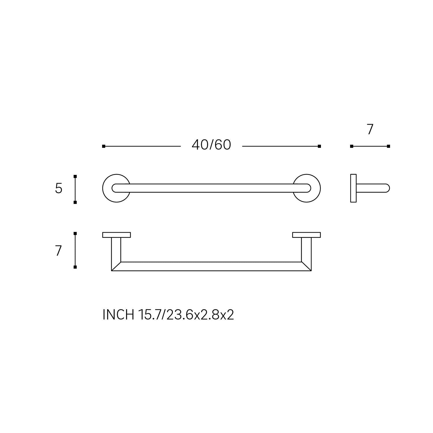 Towel Rail, Matt Black, 60cm, Hidden Fixings,start Collection