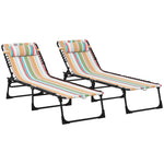 2 Pcs Beach Chaise Lounge 4 Adjustable Positions | Set of 2 | Multi Colour