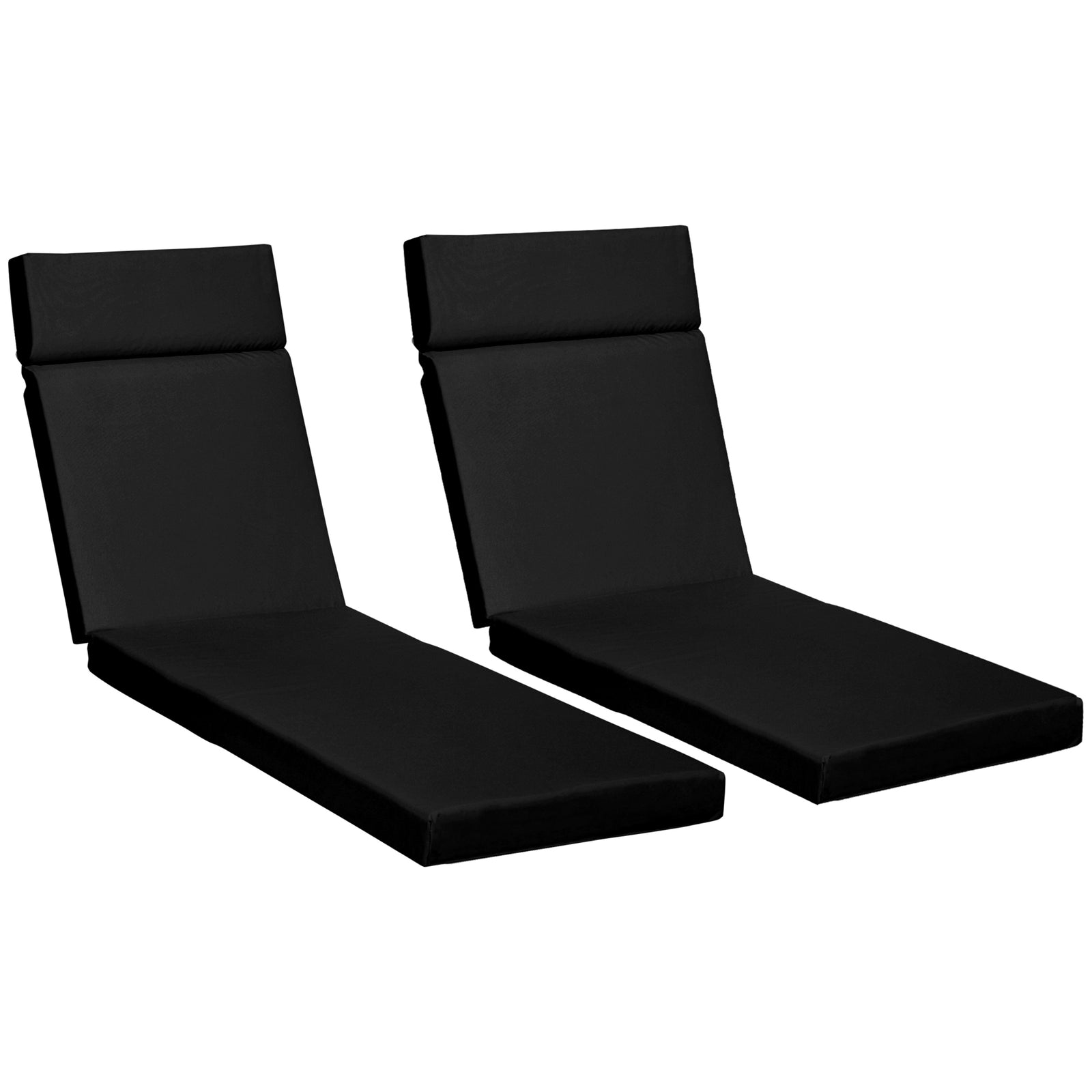 Set Of 2 Sun Lounger Cushions, Replacement Cushions | Black