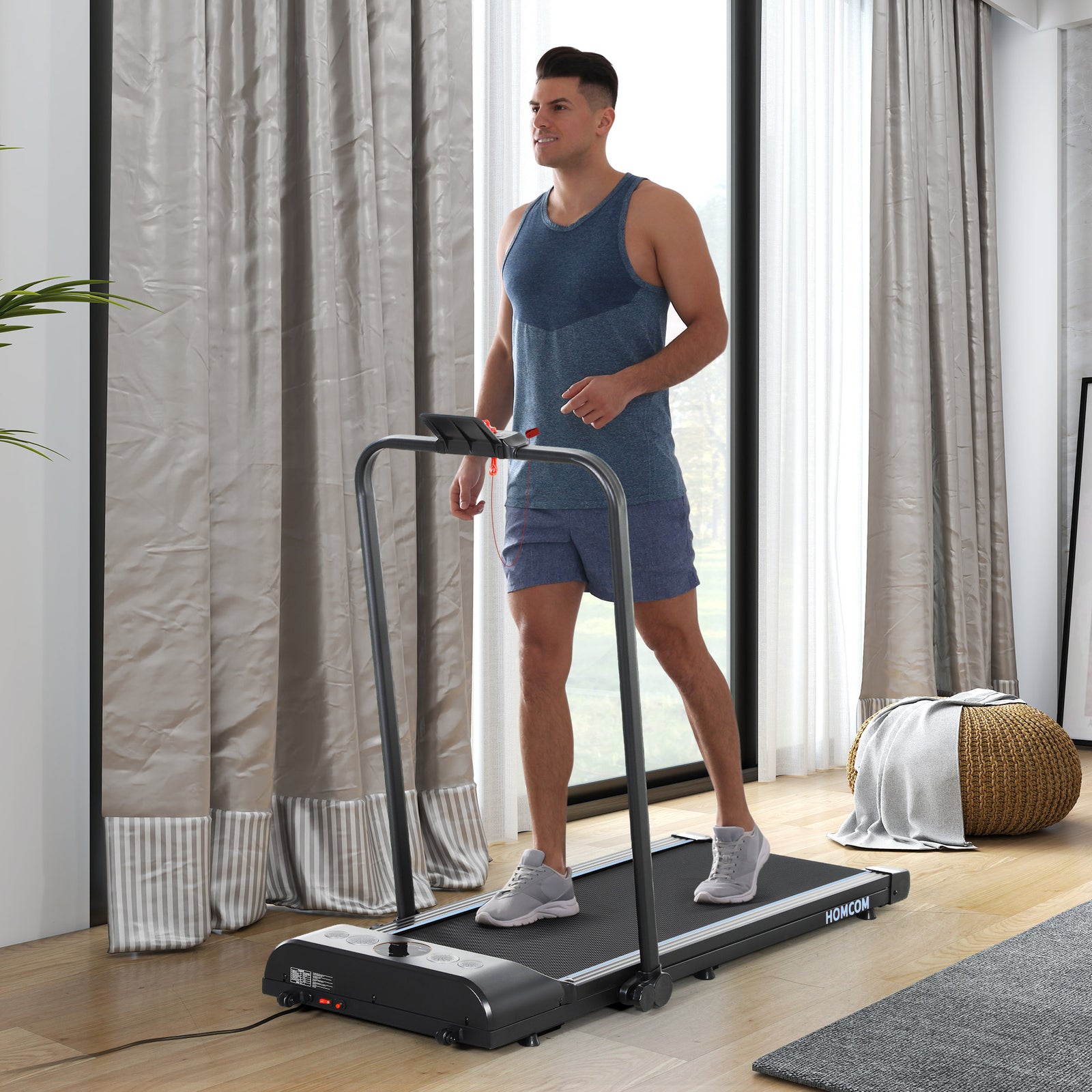 Foldable Walking Treadmill W/ Led Display | Blue