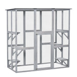 Wooden Cat House With Platforms, Cat Cage For Multiple Kittens | Light Grey