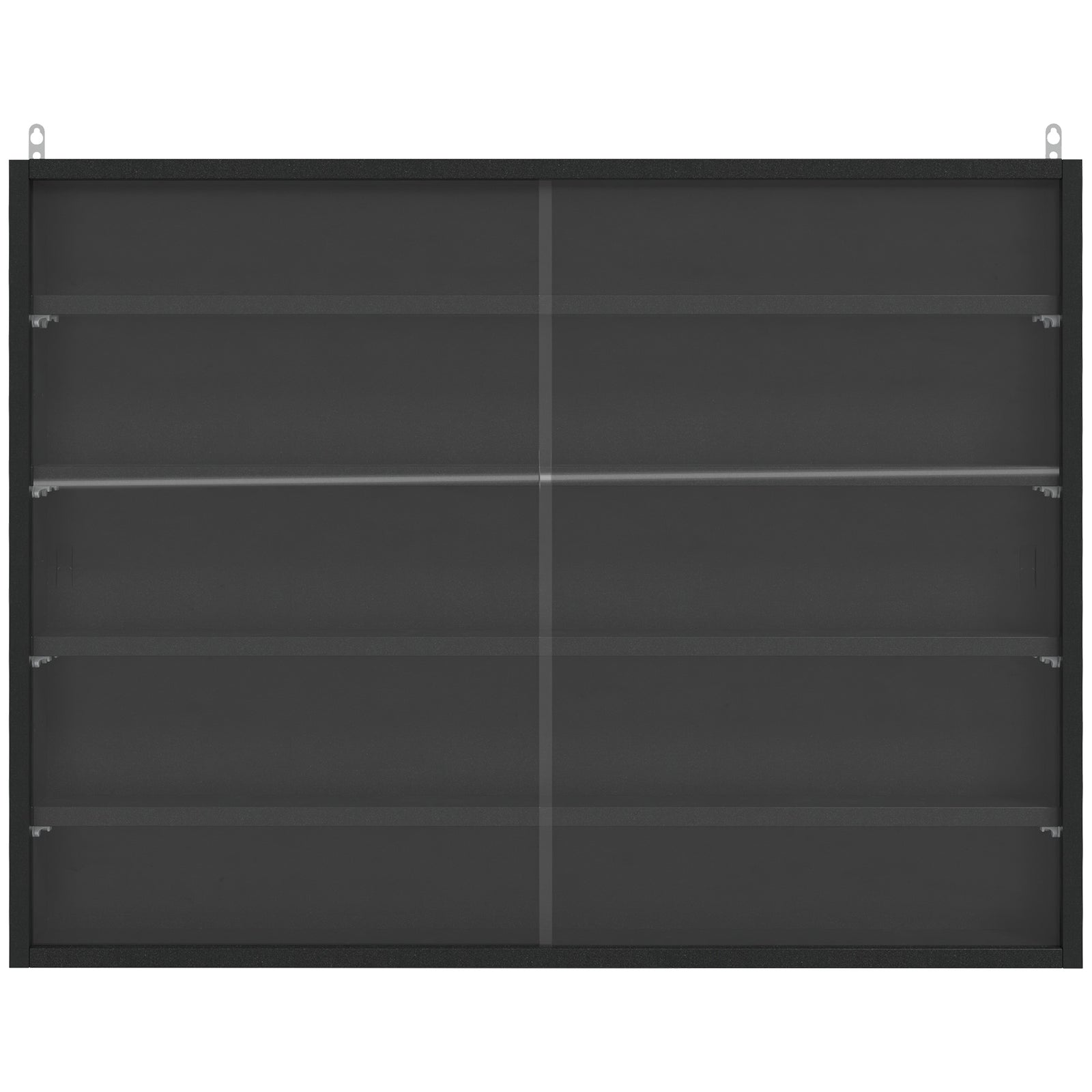 5-tier Wall Display Shelf Unit Cabinet Shelves Glass Doors | One Size | Black