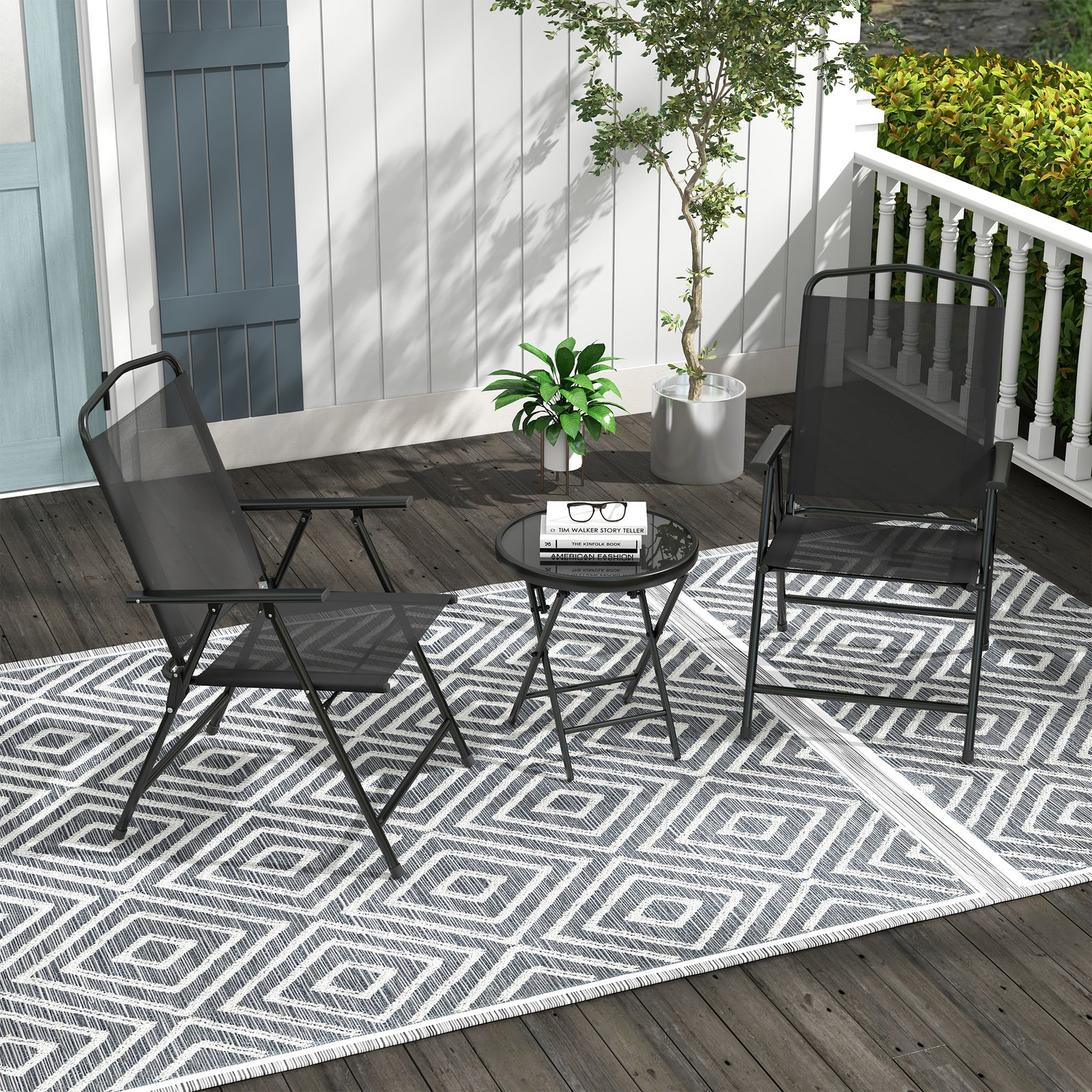 3-piece Bistro Set, Mesh Chairs, Black