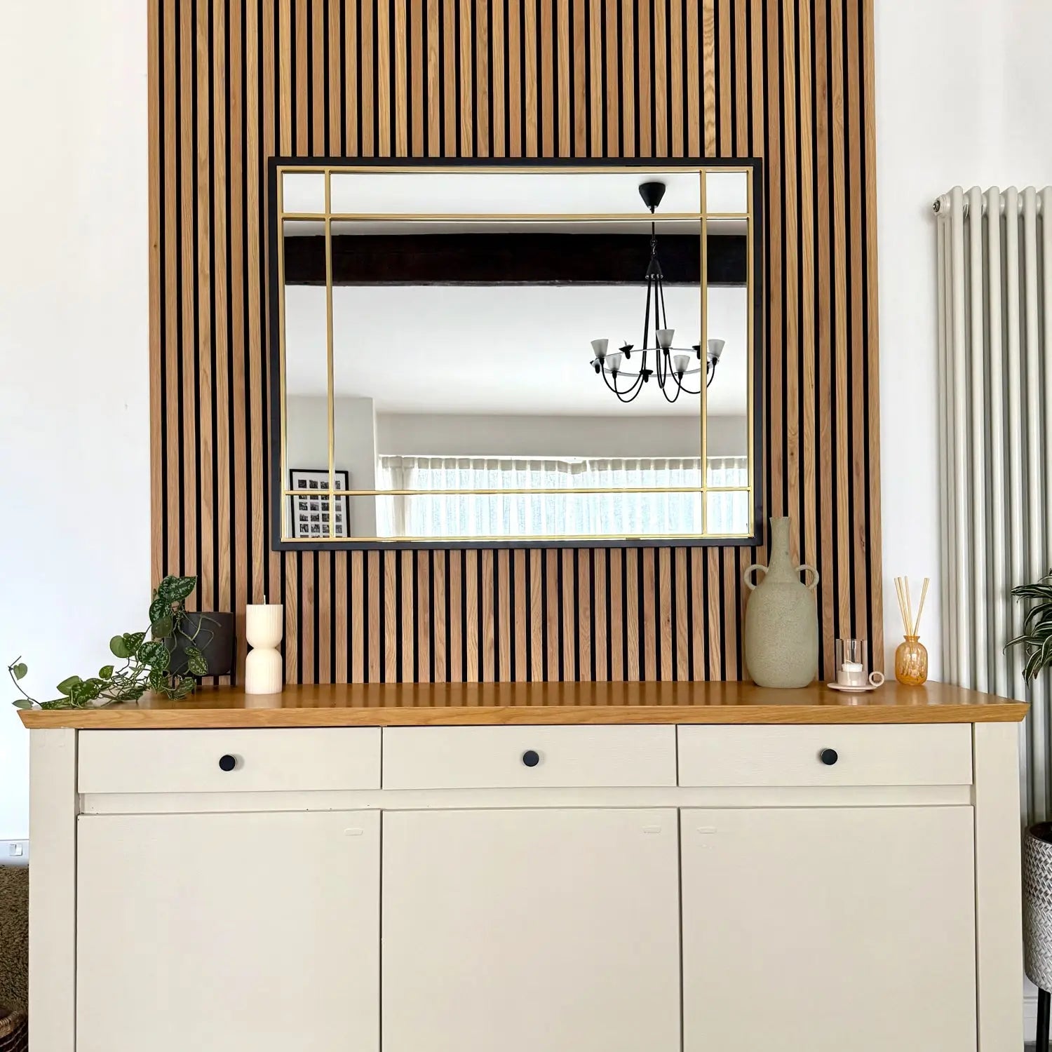 Aimi - Black & Gold Metal Rectangle Window Mirror - 95cm X 120cm