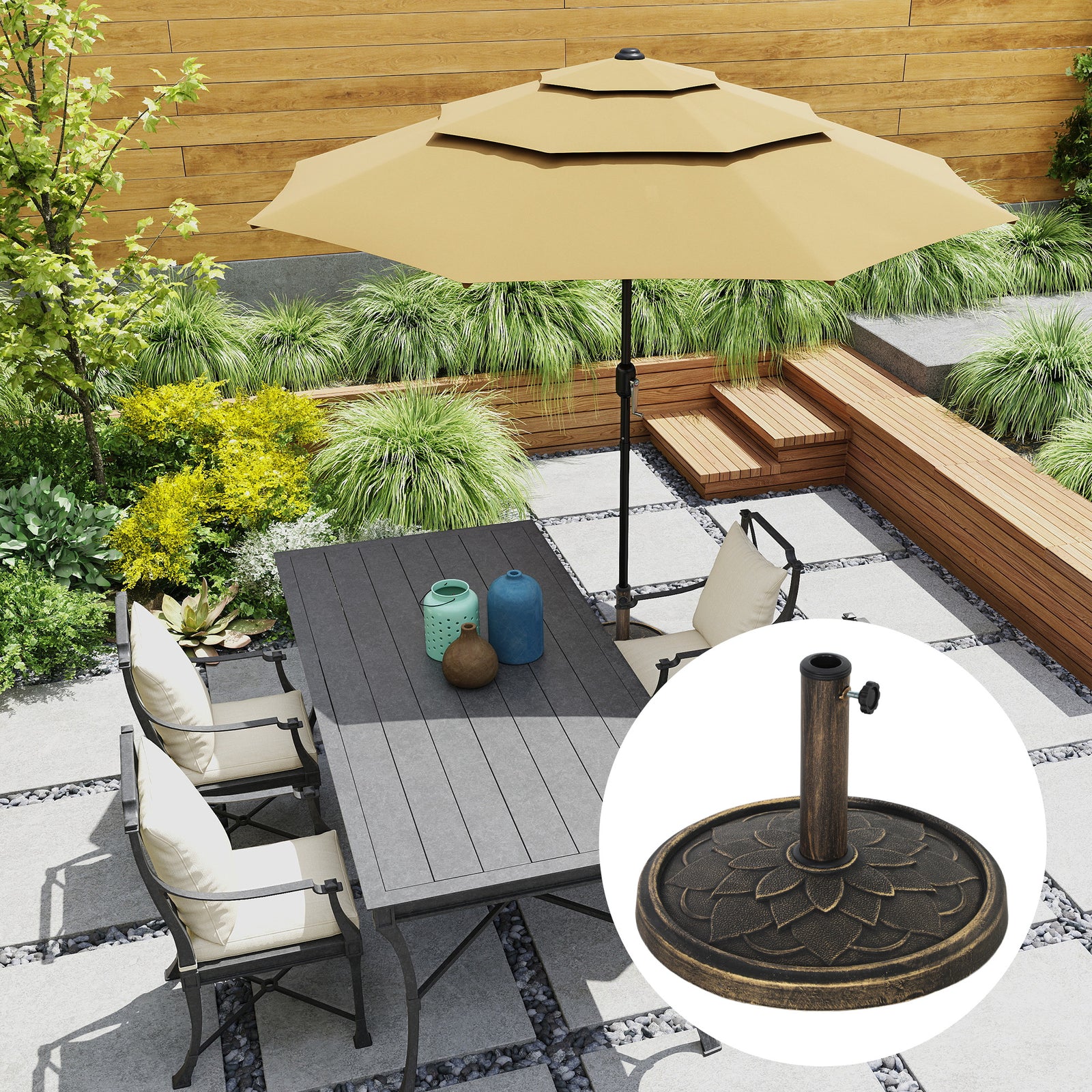 Outsunny 12kg Resin Garden Parasol Base Sun Umbrella Base,