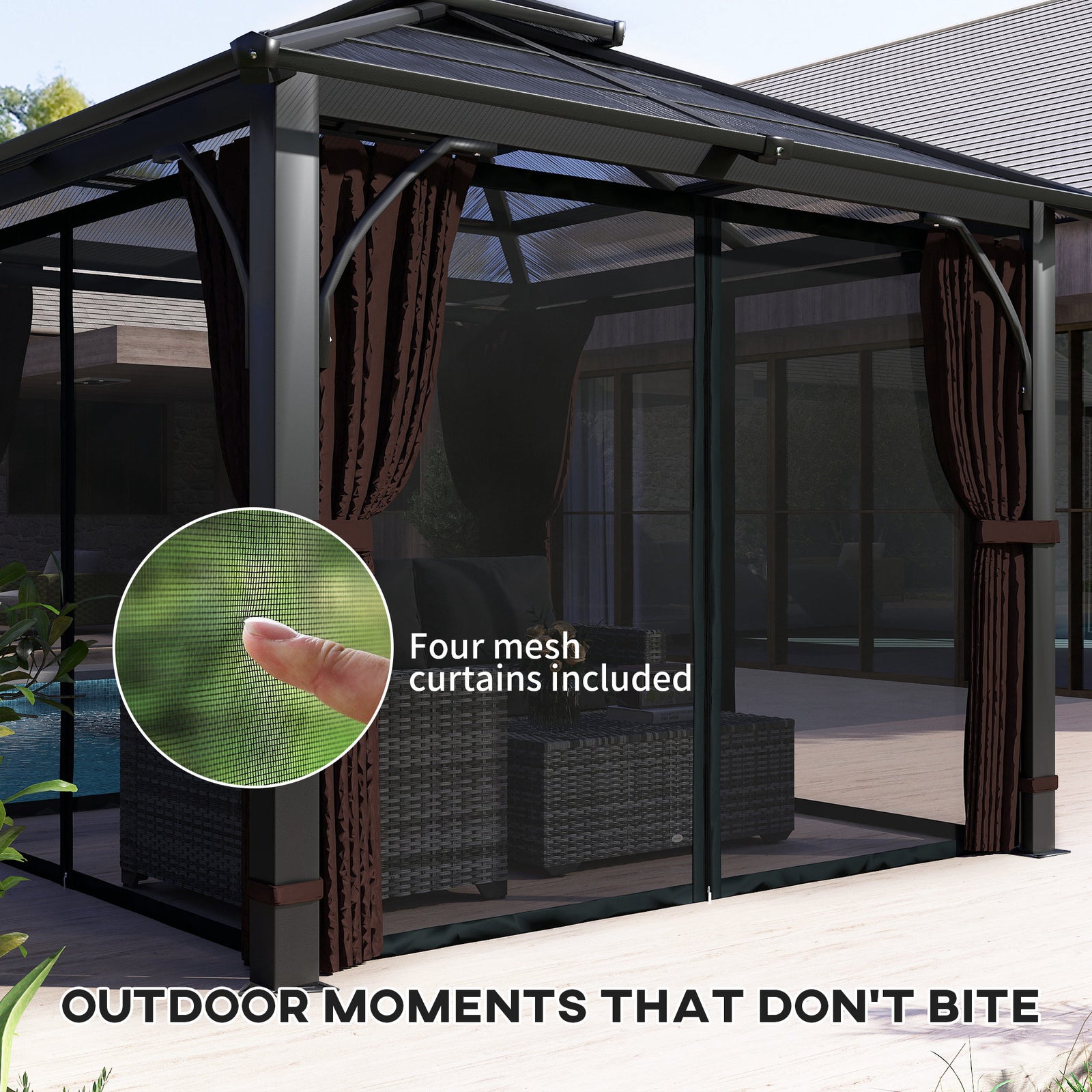 3x3m Hardtop Gazebo With 7mm Double Polycarbonate Roof