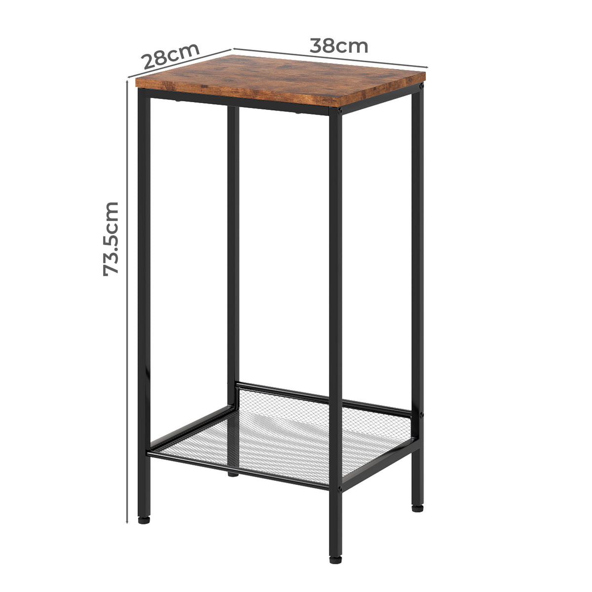 Levede Industrial Side Table Wood 2-tier Storage Shelf End Table For Living Room