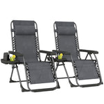 Zero Gravity Chairs Set Of 2 With Cup Holder, Headrest | Grey