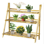 Flower Stand Plant Display Rack 3-tier Foldable Wood Garden | Extra Large | Brown