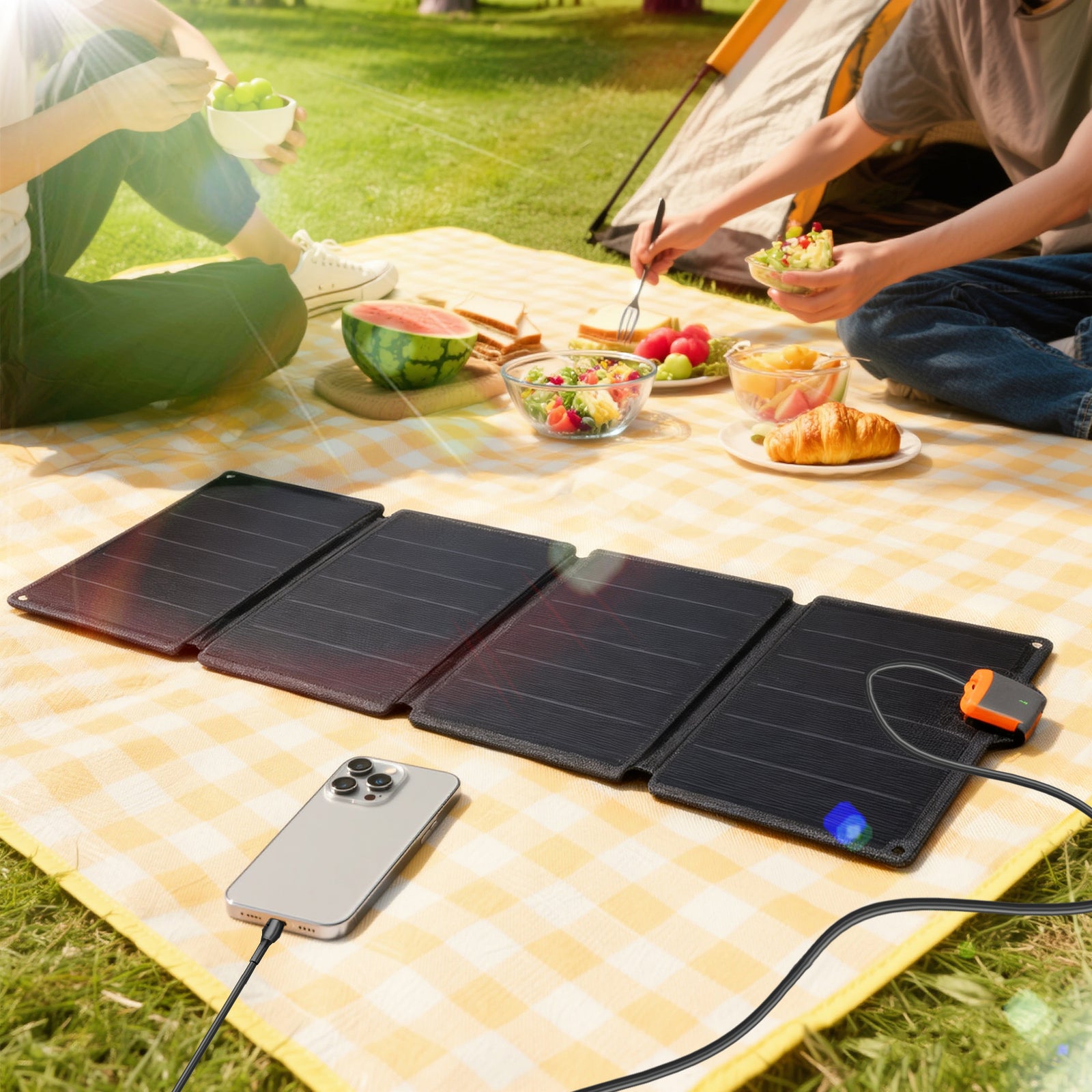 36w Foldable Portable Solar Panel With Type-c To Usb-a