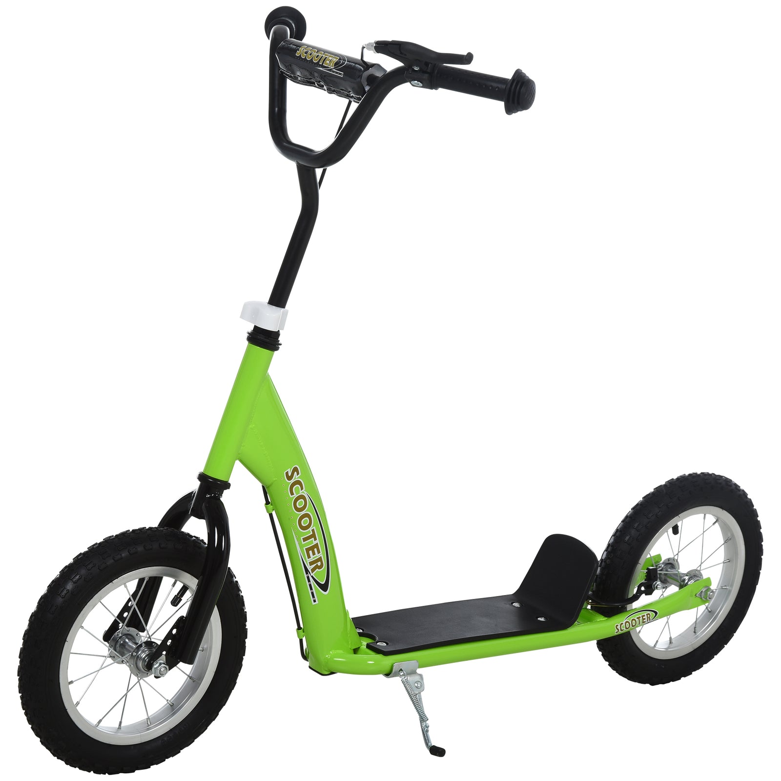 HOMCOM Kids Stunt Scooter With 12" Rubber Wheels, Adjustable Handlebar Green