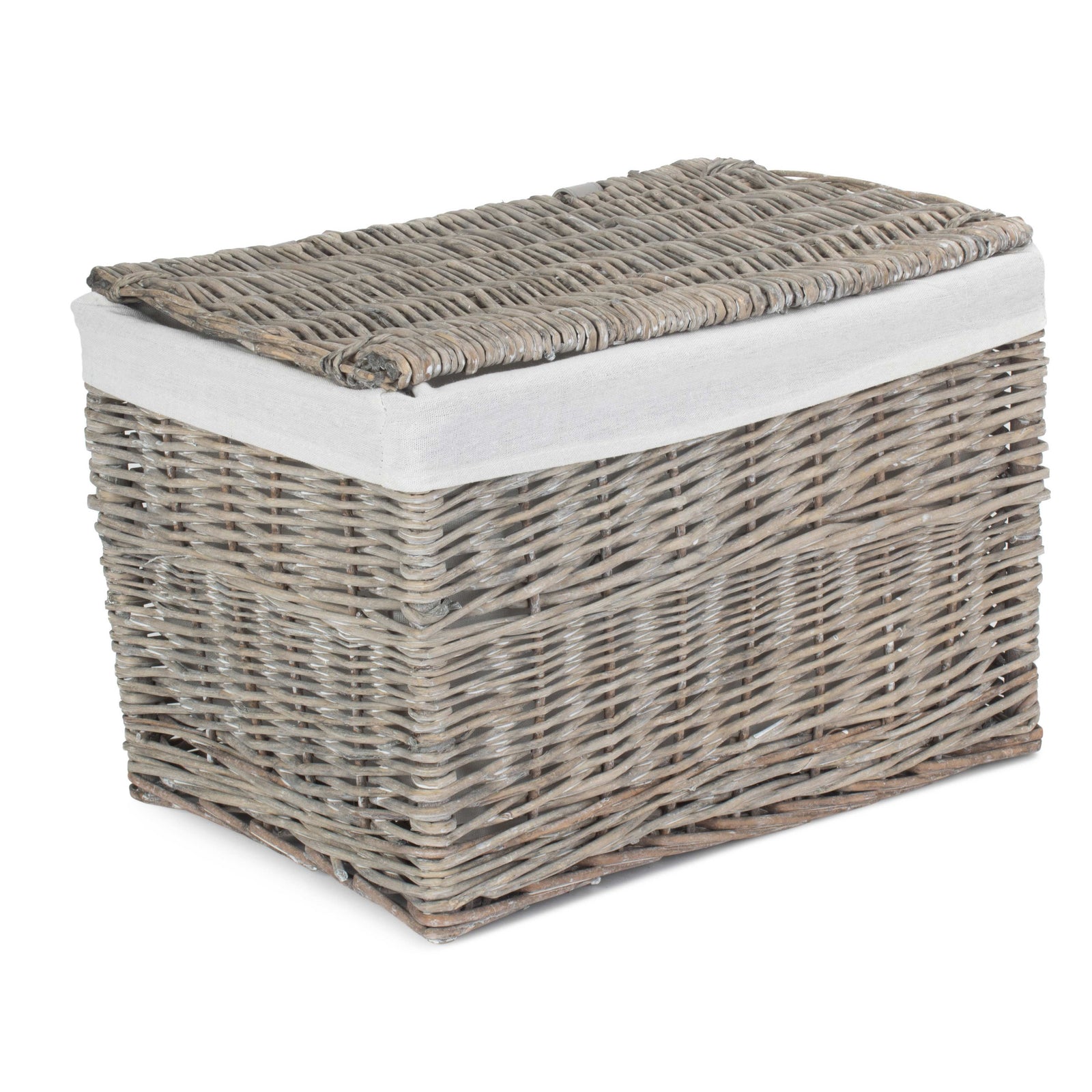 Wicker Grey Wash Finish Storage Basket | Large | Gray