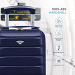 40x20x25cm Cabin Carry-on Suitcase - Lightweight, Durable, 4-wheel Luggage - 100+ Airlines Approved | Cabin | Navy Blue