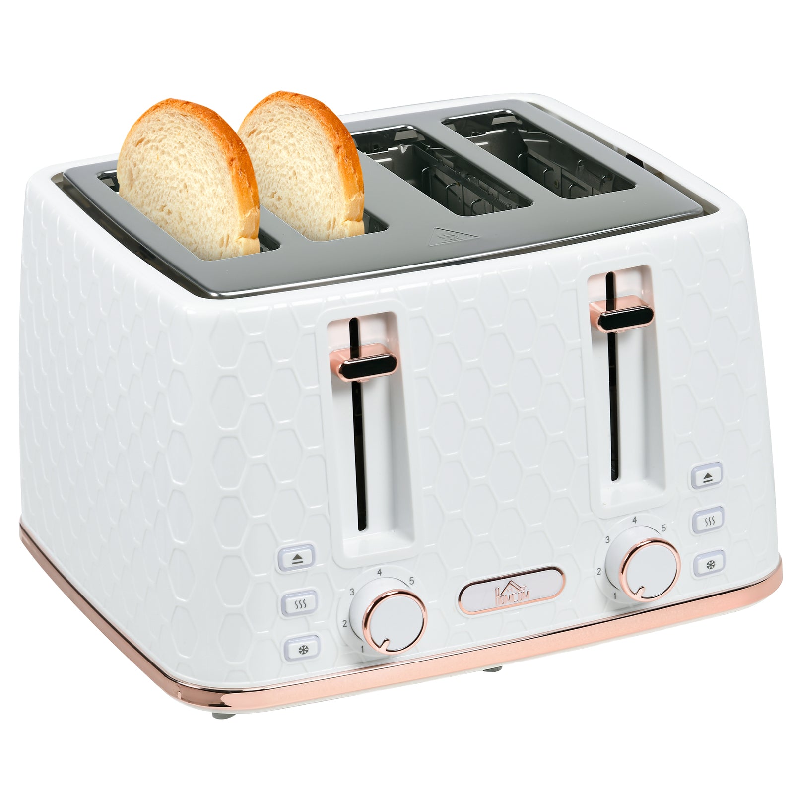 Toaster With 4 Slot, 7 Browning Levels, 1600w  Honeycomb | One Size | White