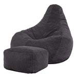 Dalton Cord Bean Bag Chair & Pouffe | Charcoal