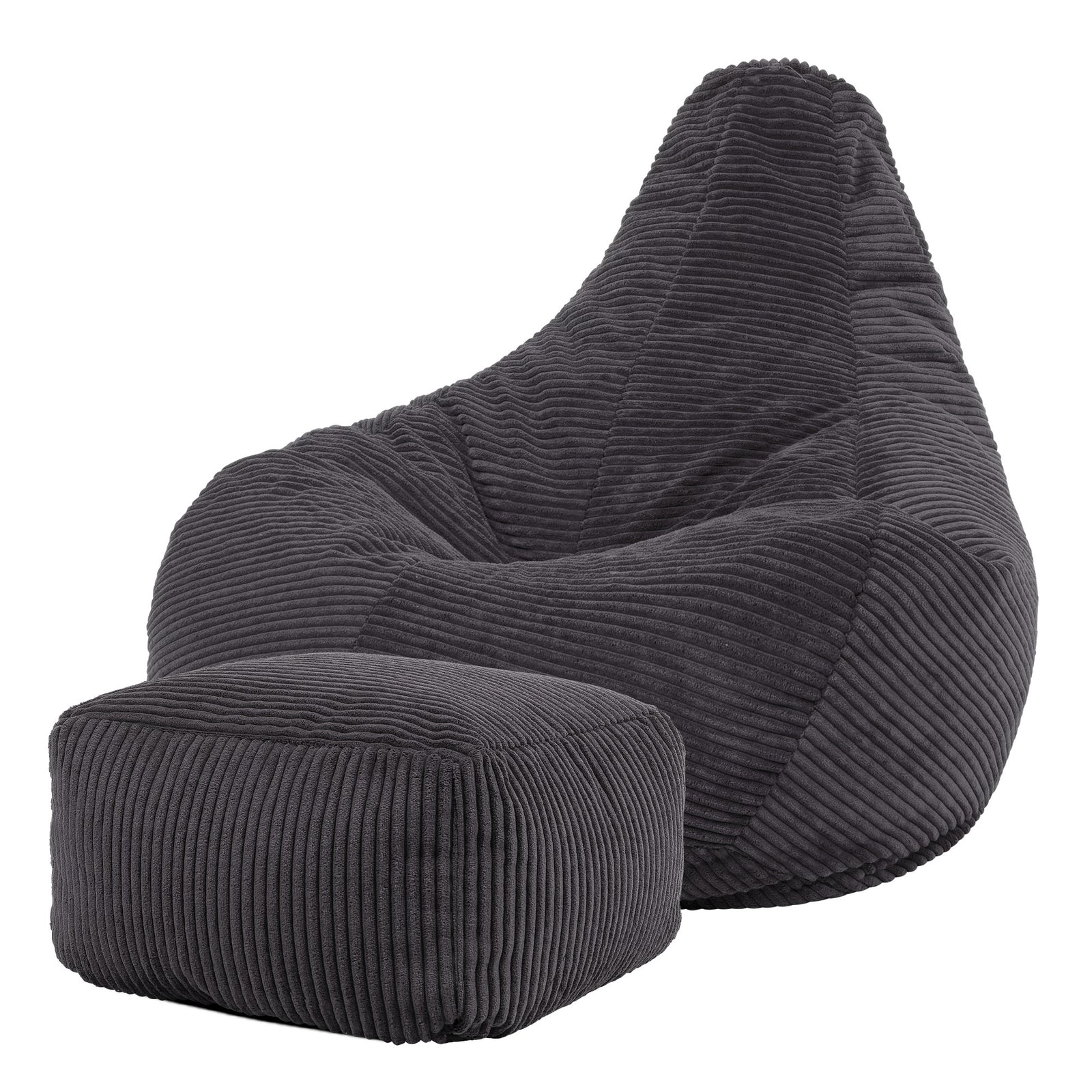 Dalton Cord Bean Bag Chair & Pouffe | Charcoal