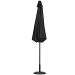 3m Garden Parasol Adjustable Tilting Parasol With Crank Handle With Cement Parasol Base | One Size | Black