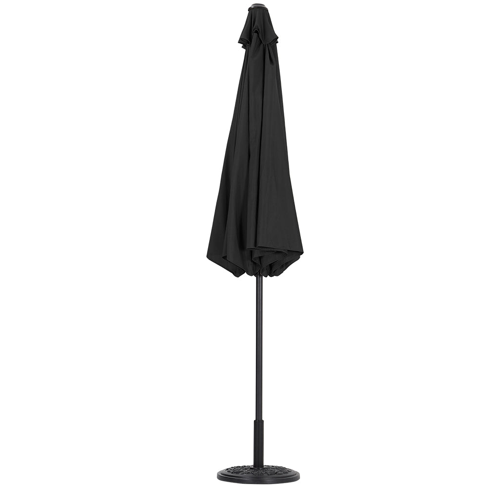3m Garden Parasol Adjustable Tilting Parasol With Crank Handle With Cement Parasol Base | One Size | Black