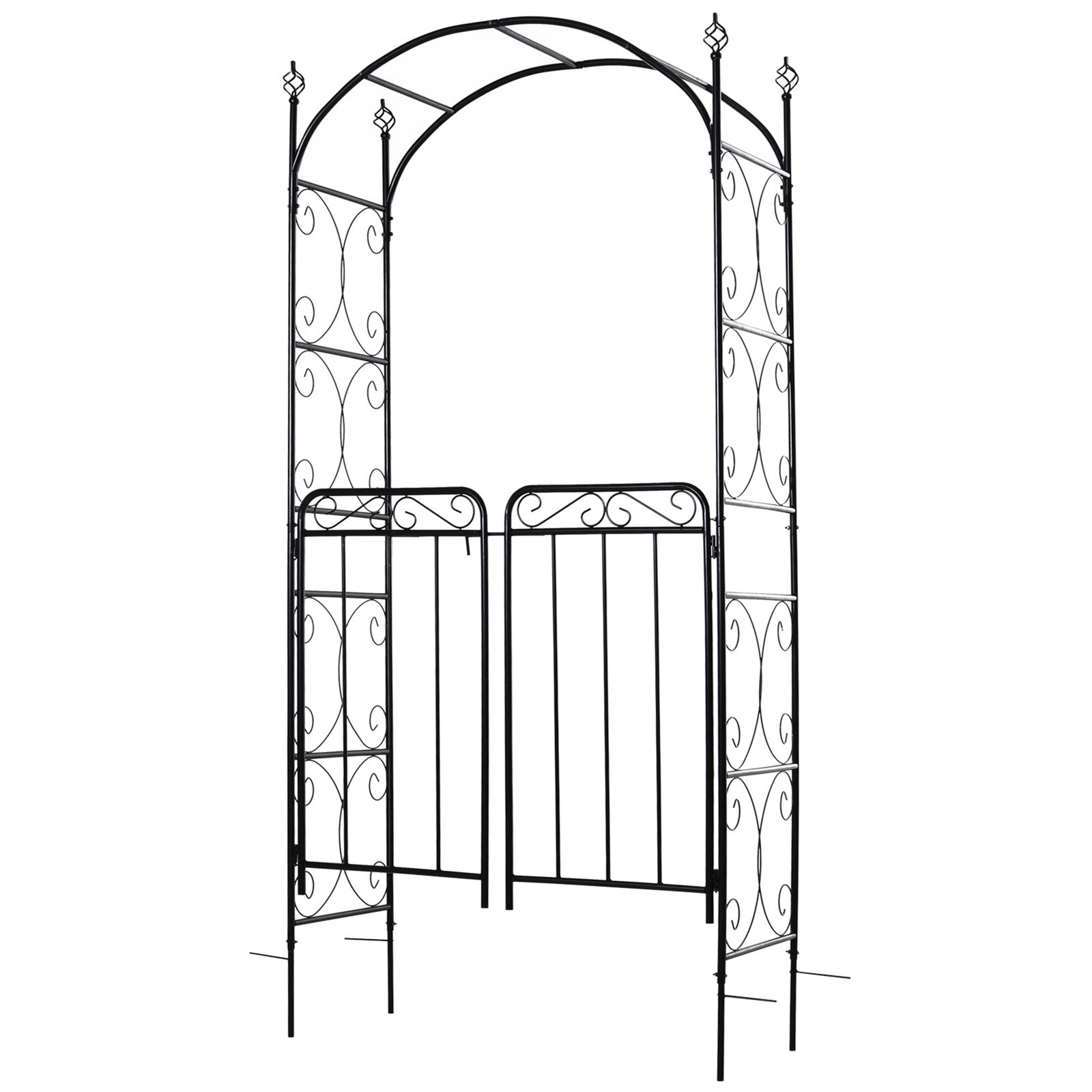 Garden Decorative Metal Arch With Gate, 108x45x215 Cm