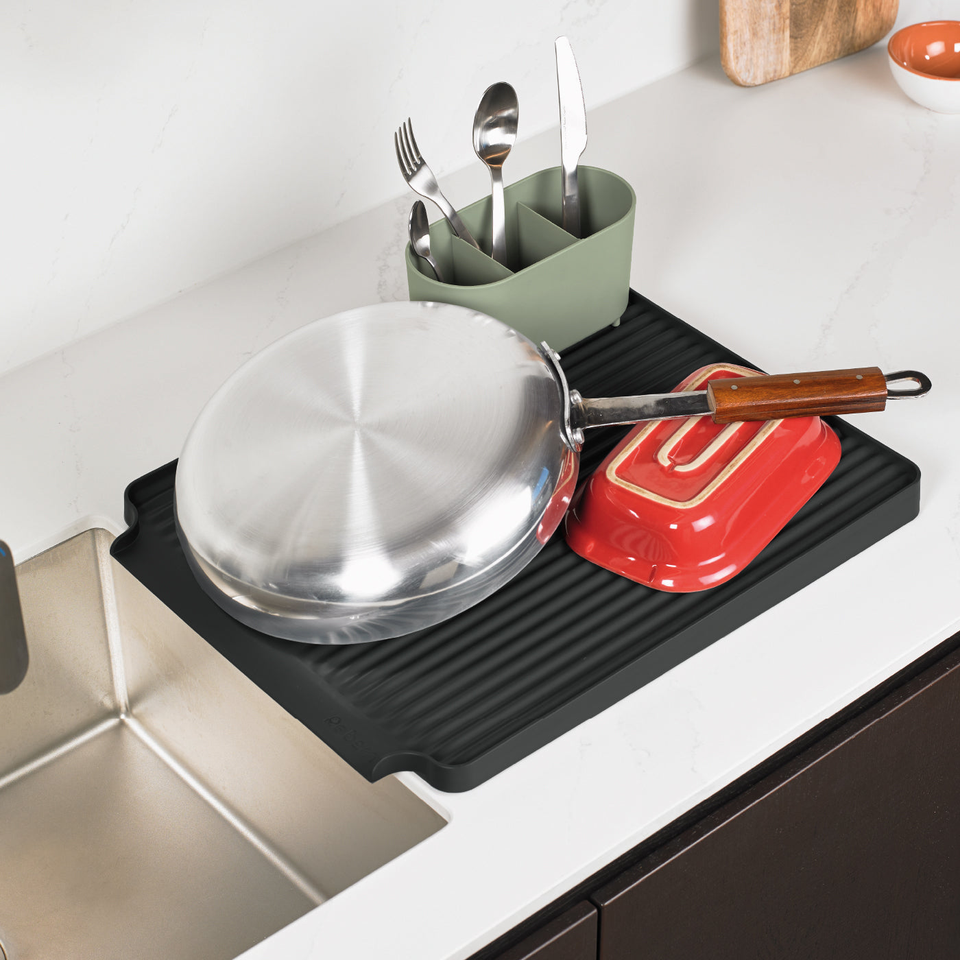 Large Recycled Draining Rack - Charcoal Grey Kitchen Dish Drainer - Holds up to 10 Plates - Made in the UK