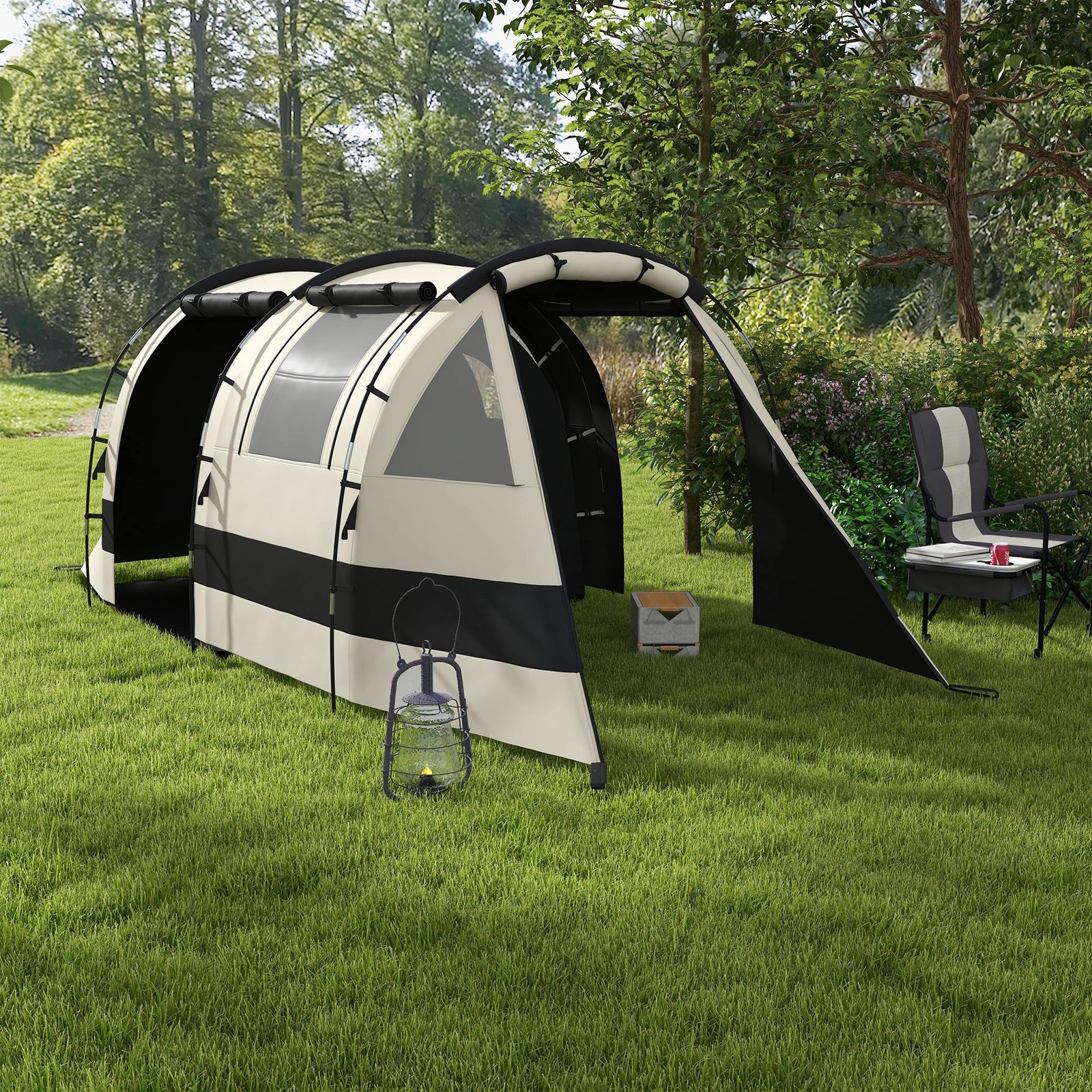 Blackout Camping Tent With Bedroom & Living Room For 4-5 | Khaki