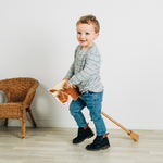 Wooden Hobby Horse With Wooden Wheels & Handles, 84cm Tall