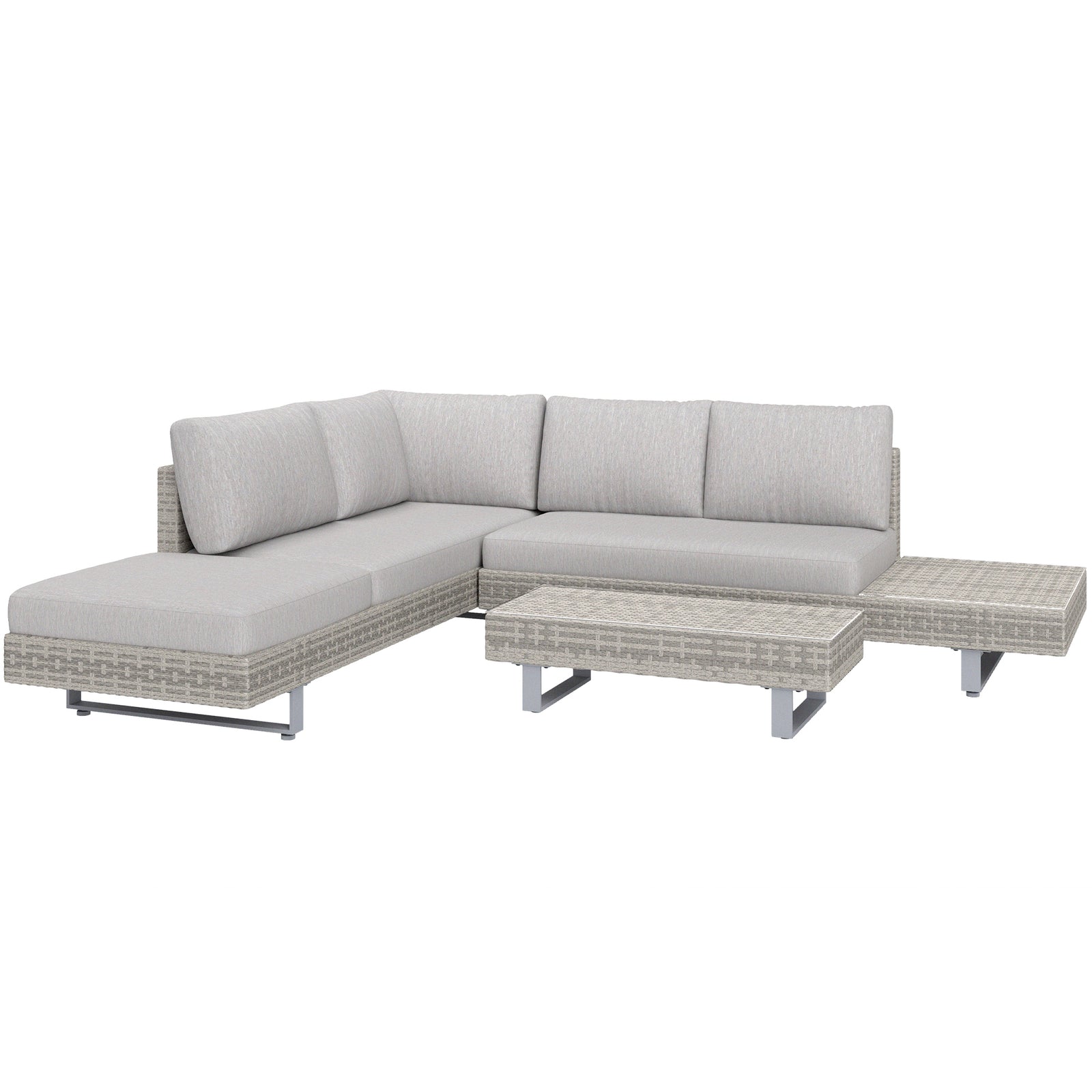 3 Pieces Rattan Wicker Sofa Set W/ Table Cushions