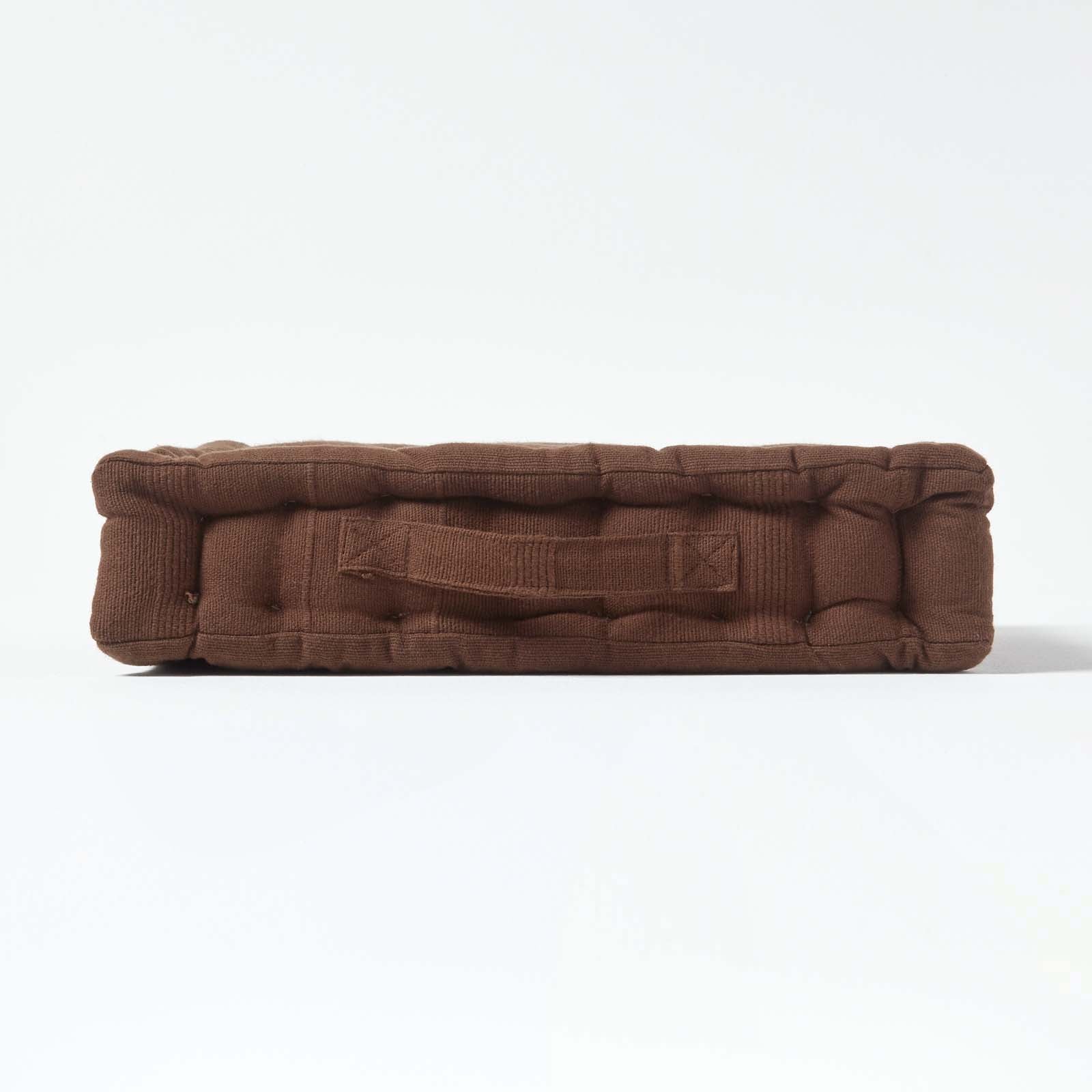 Rajput Ribbed Cotton Floor Cushion | 40cm x 40cm | Brown