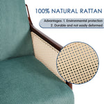 Corduroy Armchair With Rattan-weave Side Panels – Accent Chair With Rubberwood Legs | Green