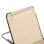 2pc Outdoor Beach Mat Steel Reclining Chair Set W/ Pillow | Beige