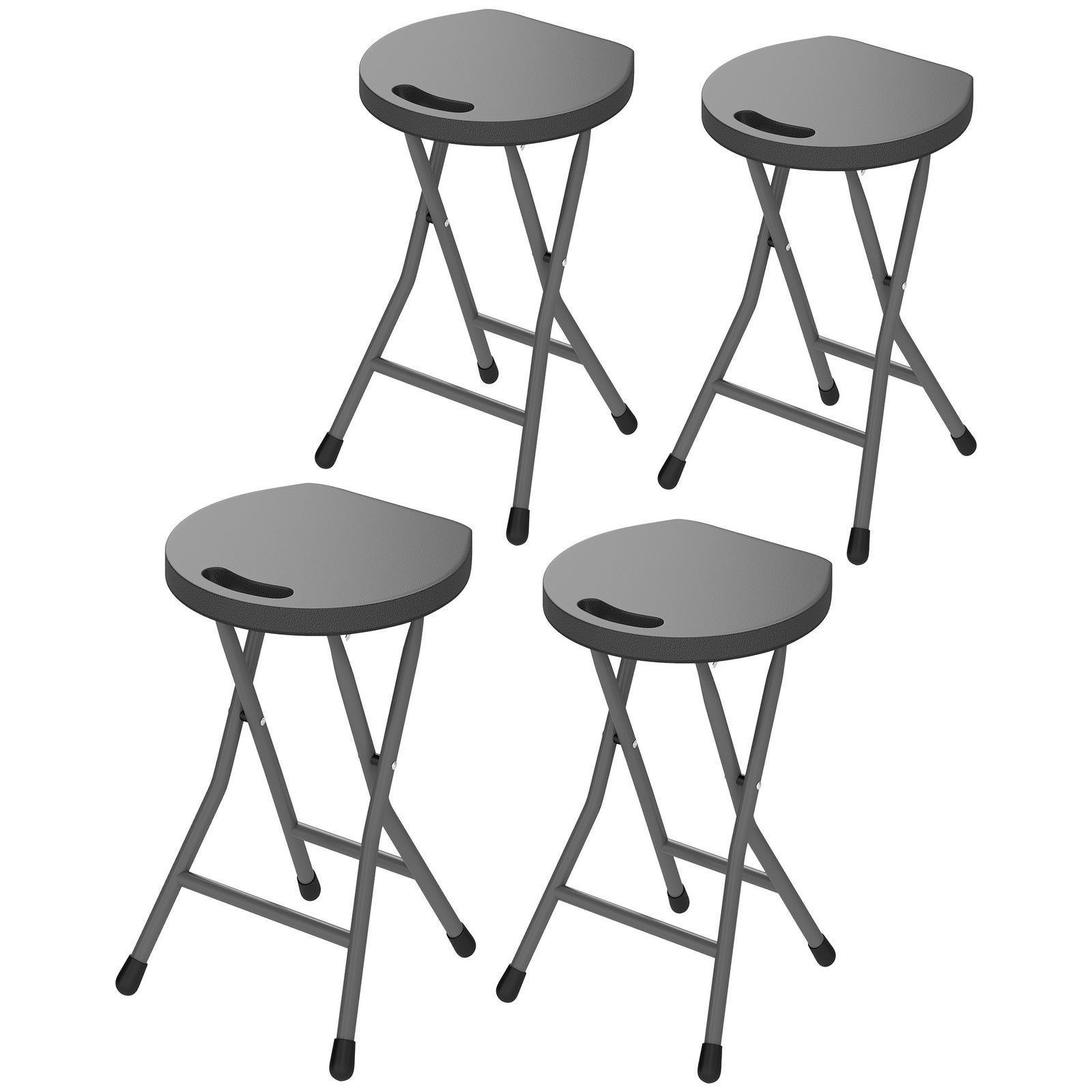 Folding Stool Set Of 4, Decorative Garden Stool Set | Charcoal Gray