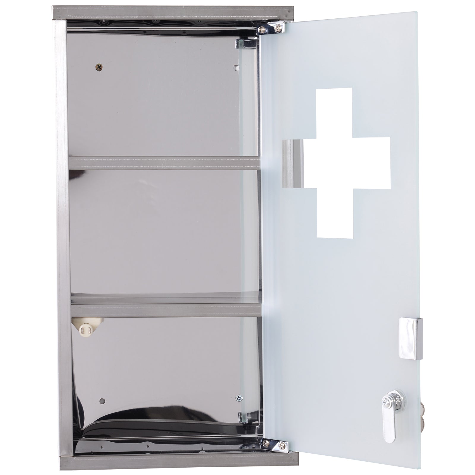 Wall Mounted Medicine Cabinet First Aid  Glass Door Lockable