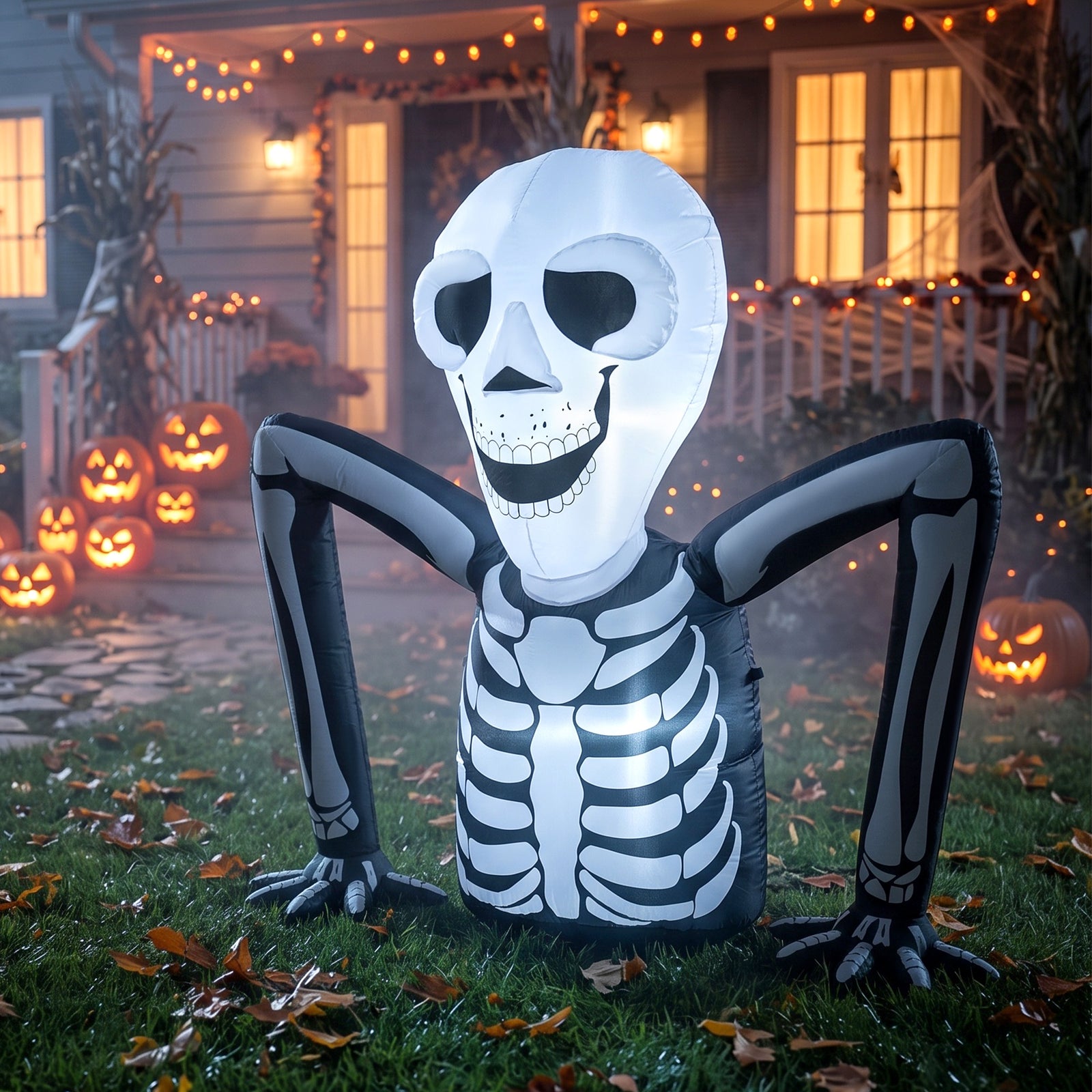 Outsunny Inflatable Ground Crawling Skeleton With Built-in Led Lights