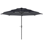 3-tier Garden Parasol W/ Solar Led Lights, Tilt, Crank | Dark Gray