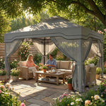 3 X 3.6 M Garden Gazebo With Shelves, Upf50+ Permanent Gazebo | Dark Grey