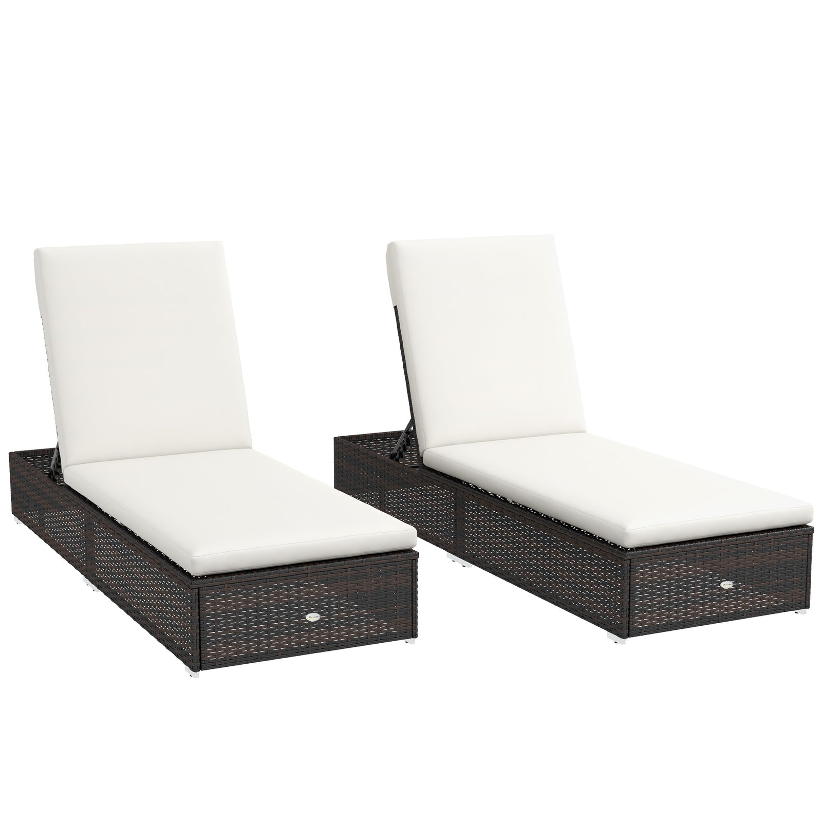 Garden Sun Lounger Rattan Recliner Lounger Chair  Set Of 2