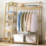 Bamboo Bedroom Garment Clothes Rack Natural 110cm