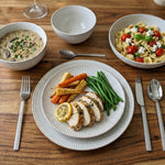 Reactive Cream Glaze Dinner Set Plates Bowls | Set of 12 | Cream