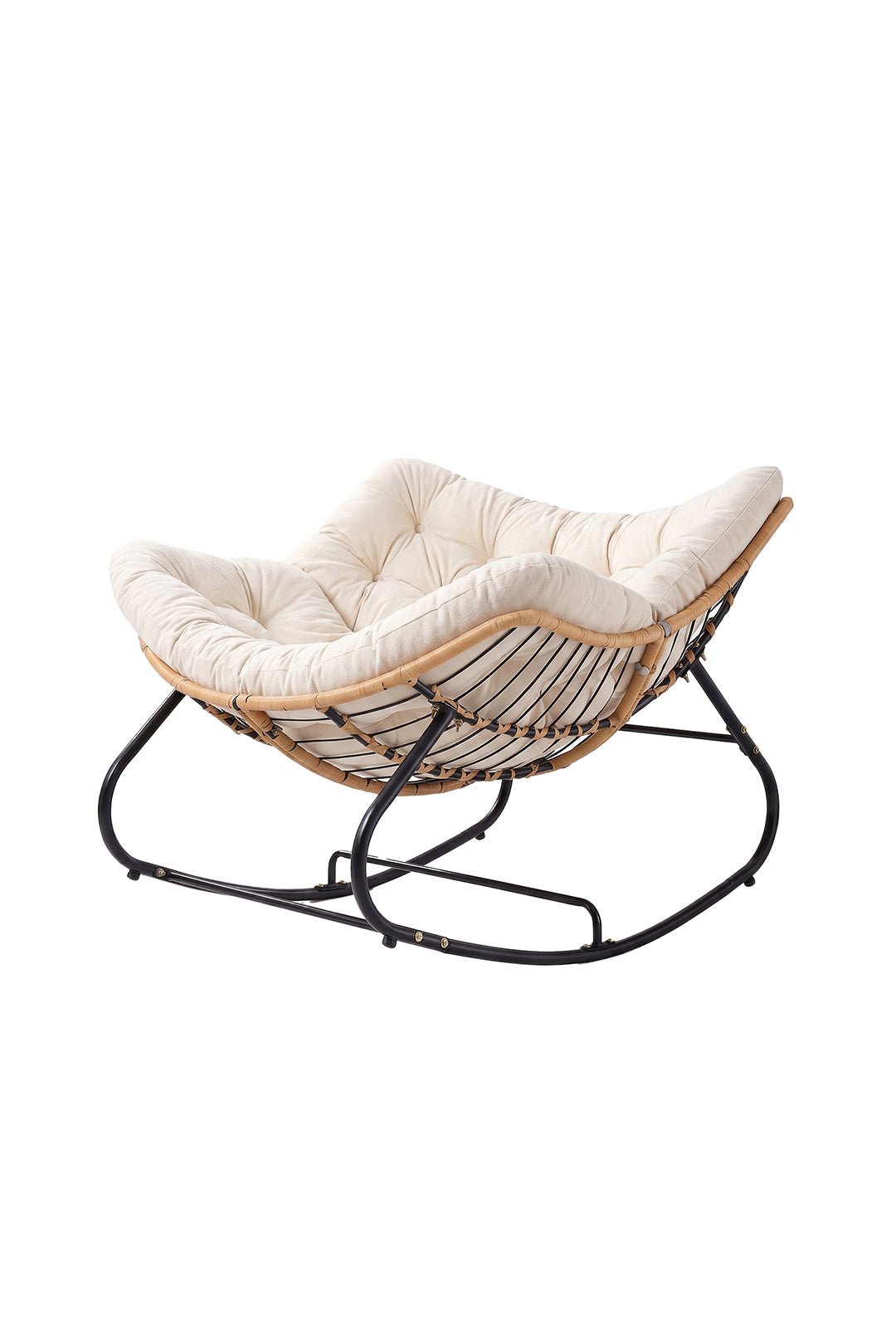 Modern Rocking Chair with Cushion – Large | Beige