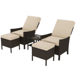 5 Pcs Rattan Garden Furniture Set W/ Cushions | Khaki