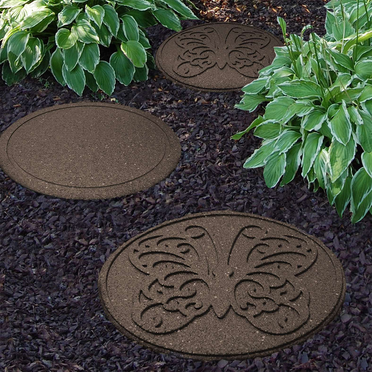 Recycled rubber Reversible Stepping Stone - Butterfly | Set of 1 | Brown